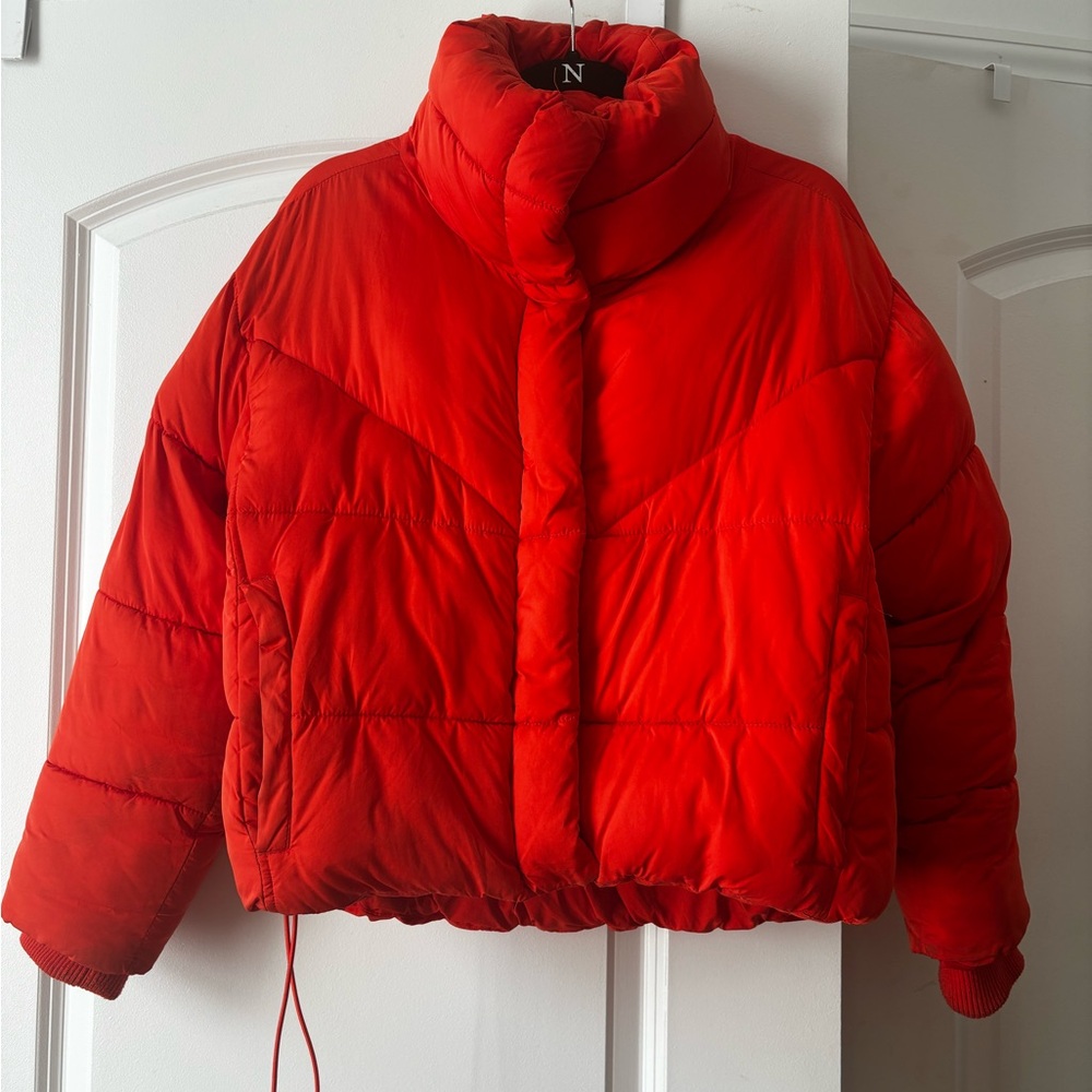 Orange puffer coat size small